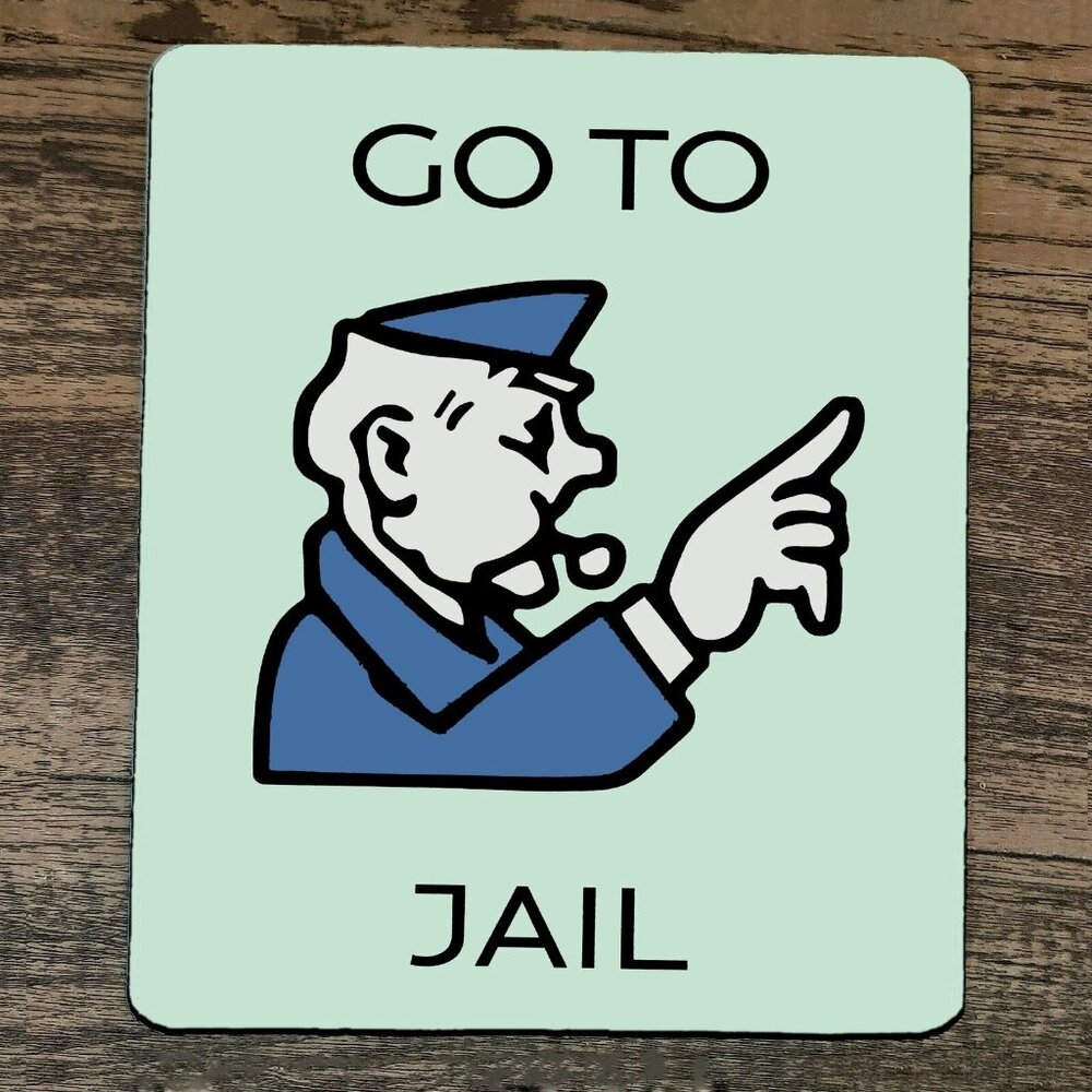 Mouse‎ Pad Go To Jail Monopoly Police